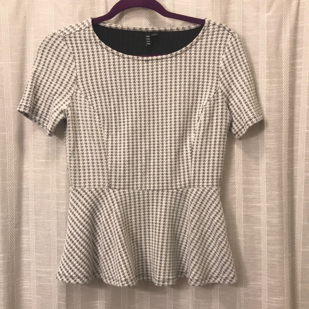 Professional grey and white peplum top